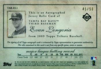 2009 Topps Tribute - Autograph Relics Black #TAR-EL1 Evan Longoria Back