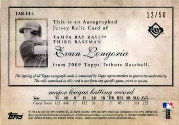 2009 Topps Tribute - Autograph Relics Black #TAR-EL2 Evan Longoria Back