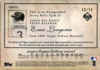 2009 Topps Tribute - Autograph Relics Black #TAR-EL3 Evan Longoria Back