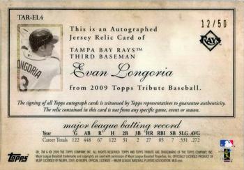 2009 Topps Tribute - Autograph Relics Black #TAR-EL4 Evan Longoria Back