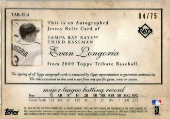 2009 Topps Tribute - Autograph Relics Blue #TAR-EL4 Evan Longoria Back