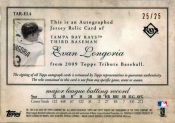 2009 Topps Tribute - Autograph Relics Gold #TAR-EL4 Evan Longoria Back