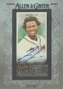 2020 Topps Allen & Ginter X - Silver Framed Autographs #MA-RA Ronald Acuña Jr. Front