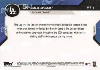 2020 Topps Now World Series Champions Los Angeles Dodgers #WS-1 Los Angeles Dodgers Back
