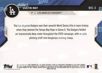 2020 Topps Now World Series Champions Los Angeles Dodgers #WS-3 Dustin May Back