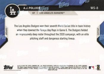 2020 Topps Now World Series Champions Los Angeles Dodgers #WS-8 A.J. Pollock Back