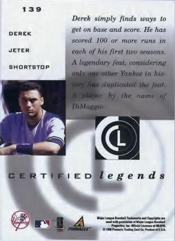 1998 Pinnacle Certified Test Issue - Certified Red Test Issue #139 Derek Jeter Back
