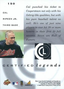 1998 Pinnacle Certified Test Issue - Certified Red Test Issue #150 Cal Ripken Jr. Back