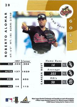 1998 Pinnacle Certified Test Issue - Mirror Gold Test Issue #20 Roberto Alomar Back