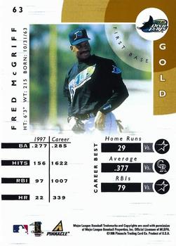 1998 Pinnacle Certified Test Issue - Mirror Gold Test Issue #63 Fred McGriff Back