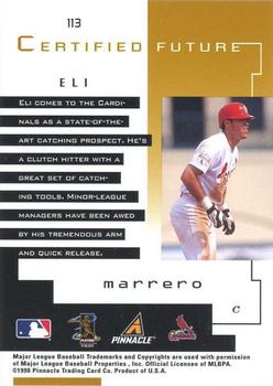 1998 Pinnacle Certified Test Issue - Mirror Gold Test Issue #113 Eli Marrero Back