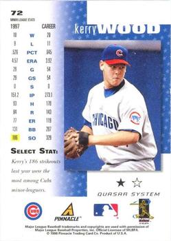 1998 Select Test Issue #72 Kerry Wood Back