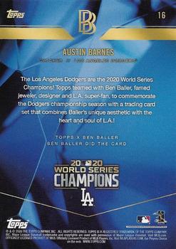 2020 Topps x Ben Baller: Los Angeles Dodgers World Series Champions #16 Austin Barnes Back