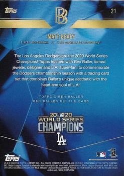 2020 Topps x Ben Baller: Los Angeles Dodgers World Series Champions #21 Matt Beaty Back