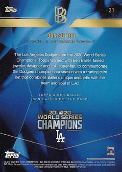 2020 Topps x Ben Baller: Los Angeles Dodgers World Series Champions #31 Don Sutton Back