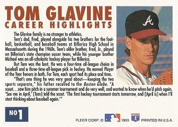 1993 Fleer - Tom Glavine Career Highlights #1 Tom Glavine Back