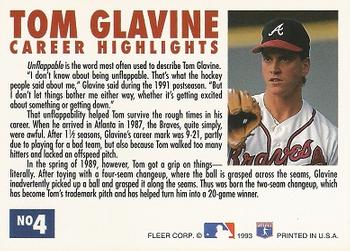 1993 Fleer - Tom Glavine Career Highlights #4 Tom Glavine Back