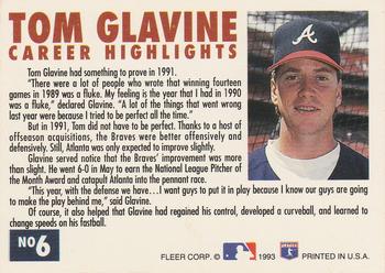 1993 Fleer - Tom Glavine Career Highlights #6 Tom Glavine Back