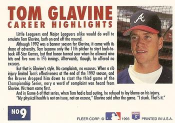 1993 Fleer - Tom Glavine Career Highlights #9 Tom Glavine Back