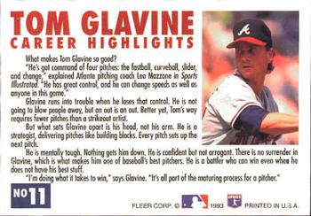 1993 Fleer - Tom Glavine Career Highlights #11 Tom Glavine Back