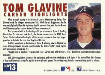 1993 Fleer - Tom Glavine Career Highlights #13 Tom Glavine Back