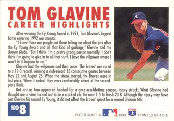 1993 Fleer - Tom Glavine Career Highlights #8 Tom Glavine Back