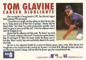 1993 Fleer - Tom Glavine Career Highlights #8 Tom Glavine Back