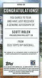 2020 Topps Rip - Mini Autographs #RIPAU-SR Scott Rolen Back