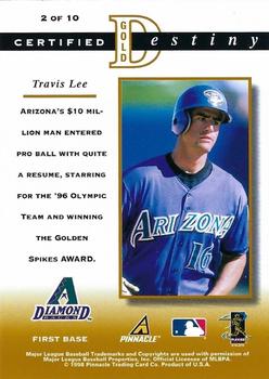 1998 Pinnacle Certified Test Issue - Certified Gold Destiny Test Issue #2 Travis Lee Back