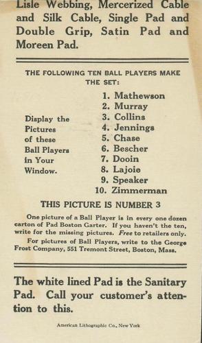 1914 Boston Garter (H813-3) #3 Eddie Collins Back