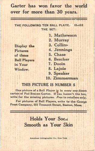 1914 Boston Garter (H813-3) #5 Hal Chase Back