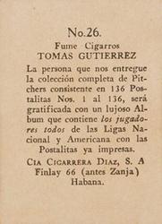 1924 Diaz Cigarros N258 #26 Herman Pillette Back