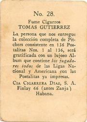 1924 Diaz Cigarros N258 #28 Tony Kaufmann Back