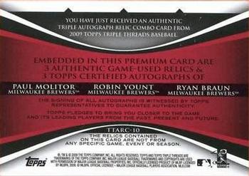 2009 Topps Triple Threads - Relic Combo Autographs #TTARC-10 Paul Molitor / Robin Yount / Ryan Braun Back