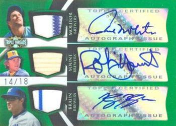 2009 Topps Triple Threads - Relic Combo Autographs Emerald #TTARC-10 Paul Molitor / Robin Yount / Ryan Braun Front