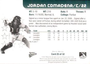 2010 MultiAd Lexington Legends #25 Jordan Comadena Back