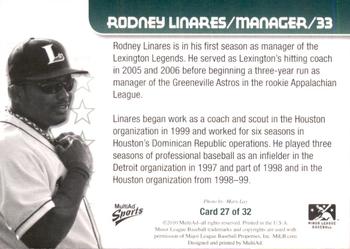 2010 MultiAd Lexington Legends #27 Rodney Linares Back