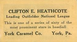 1927 York Caramel (E210) (Type 1) #35 Clifton Heathcote Back