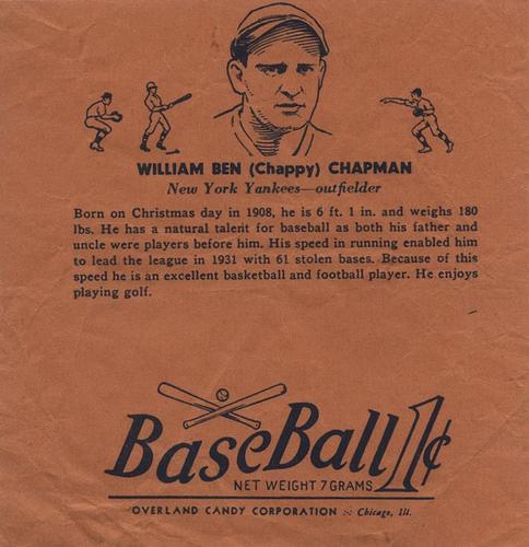 1936-41 Overland Candy (R301) #NNO Ben Chapman Front