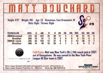 2010 Grandstand St. Lucie Mets #NNO Matt Bouchard Back