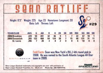 2010 Grandstand St. Lucie Mets #NNO Sean Ratliff Back