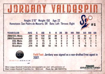 2010 Grandstand St. Lucie Mets #NNO Jordany Valdespin Back
