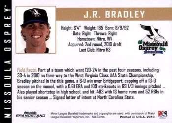 2010 Grandstand Missoula Osprey #NNO J.R. Bradley Back
