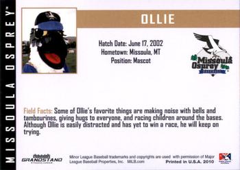2010 Grandstand Missoula Osprey #NNO Ollie Osprey Back