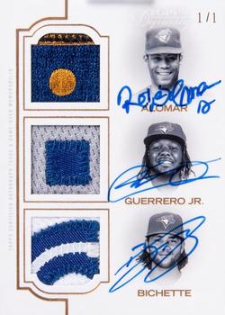 2020 Topps Dynasty - Dynasty Triple Autographed Patch Gold #TAP-AGB Vladimir Guerrero Jr. / Roberto Alomar / Bo Bichette Front