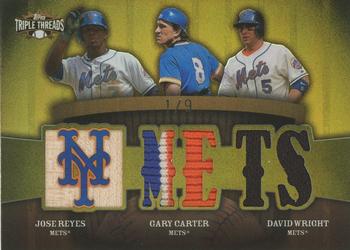 2009 Topps Triple Threads - Relic Combos Gold #TTRC-5 Jose Reyes / Gary Carter / David Wright Front