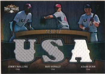 2009 Topps Triple Threads - Relic Combos Sepia #TTRC-42 Jimmy Rollins / Roy Oswalt / Adam Dunn Front