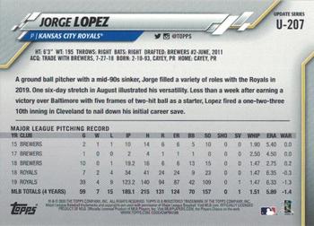 2020 Topps Update - Rainbow Foil #U-207 Jorge Lopez Back