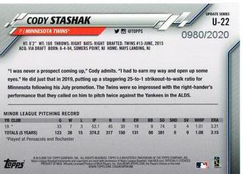2020 Topps Update - Gold #U-22 Cody Stashak Back