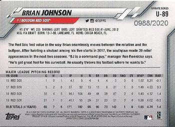 2020 Topps Update - Gold #U-89 Brian Johnson Back